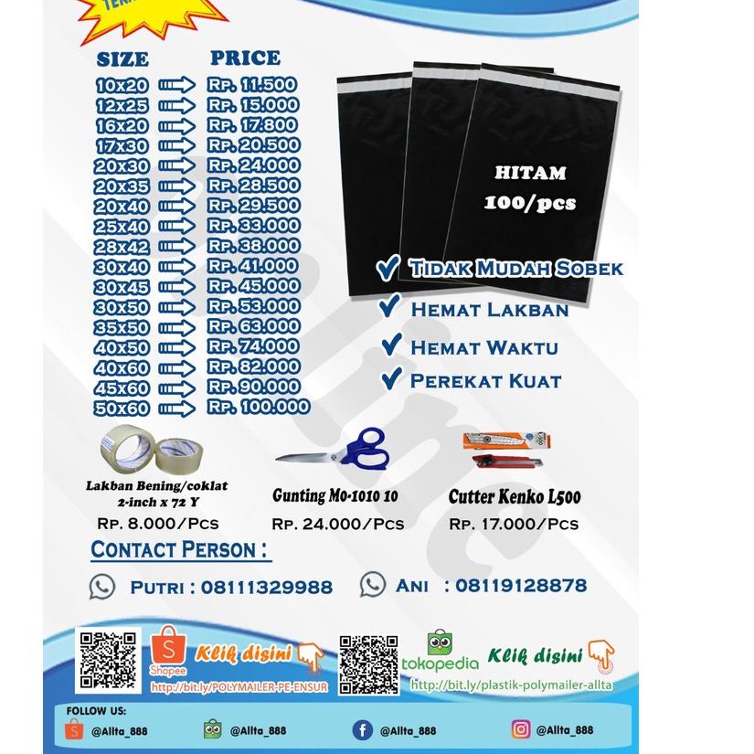 

Baru PLASTIK PACKING OLSHOP PE POLYMAILER 12x25 HITAM ✓