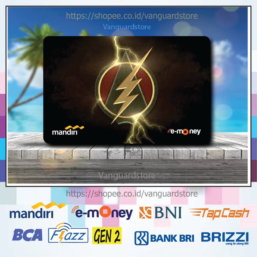 KARTU E MONEY E TOLL SUPERHERO LOGO THE FLASH ANIME 47 EMONEY MANDIRI FLAZZ BCA BNI TAPCASH BRIZZI