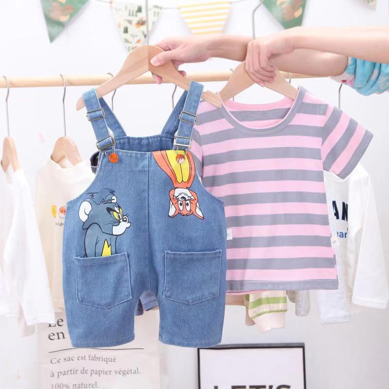 Pakaian anak Jumpsuit Jeans Laki-Laki motif Tom & Jerry import-5