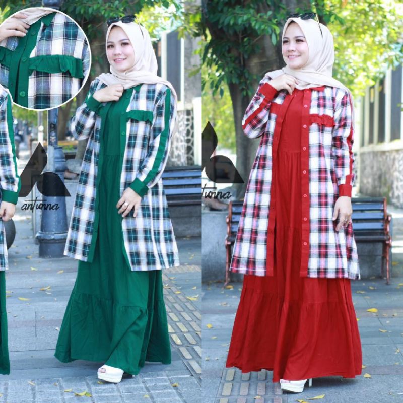 Set Gamis Outer Flanel by ANTUNNA Original
