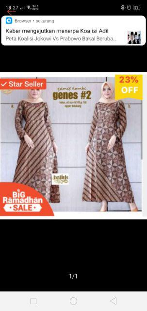 Gamis Batik Kombi Genes #2 Batik Wanita Baatik Muslim Seragam Batik Katun Solo Batik Cewek Cantik