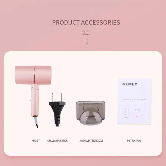 KEMEI pengering rambut listrik hair dryer KM-8223 pengering rambut pegangan lipat udara dingin udara panas Perawatan rambut ion negatif