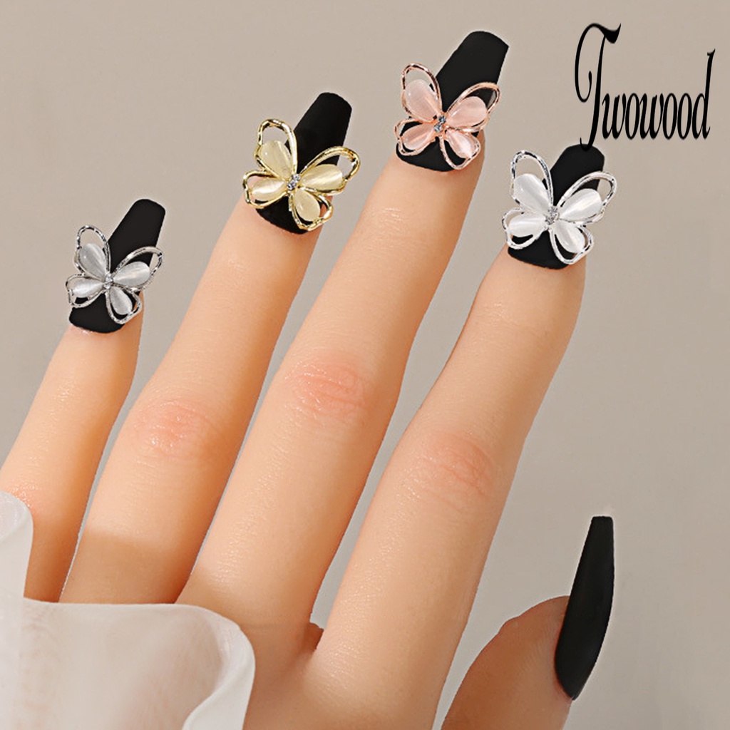 Twowood 20Pcs / Set Ornamen Kupu-Kupu Bahan Alloy Untuk Dekorasi Nail Art / Manicure DIY Butterfly