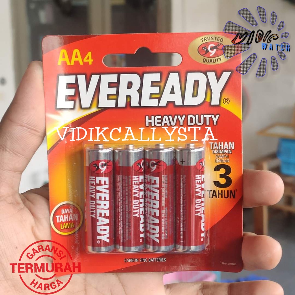 BATERAI EVEREADY A3 A2 HEAVY DUTY A3 AAA / A2 AA ASLI ISI 4 TAHAN LAMA