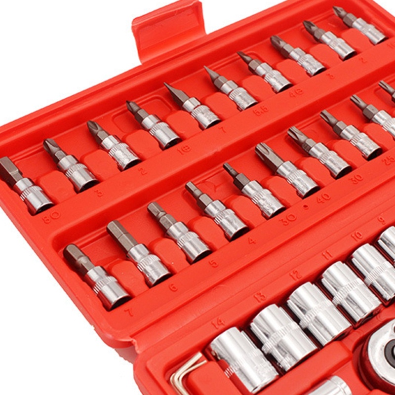 Zzz 46Pcs / Set Kunci Pas Ratchet 1 / 4 &quot;Quick Release