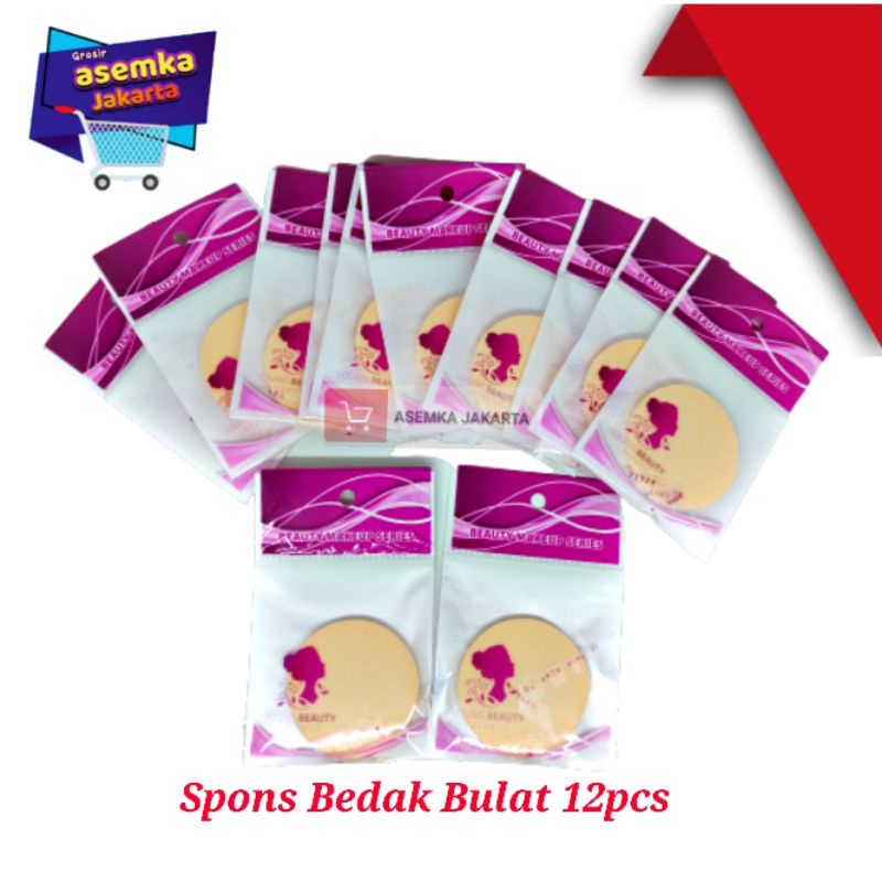 Spons Bedak 12pcs Young Beauty Marzell Kemasan Plastik Grosir