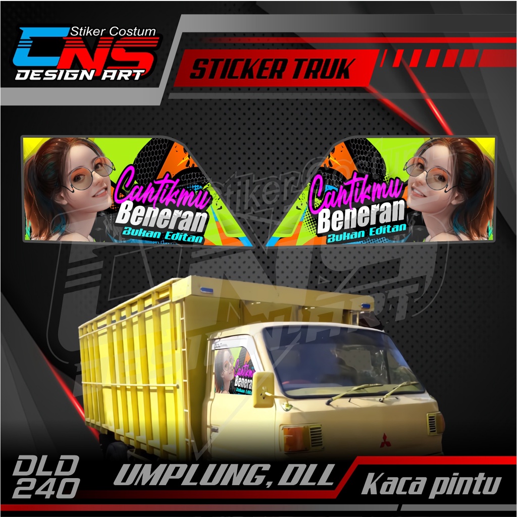 Stiker Kaca Pintu Depan Truk TEPAK/UMPLUNG Custom Foto Cewek Cantik Hijab Vector Seksi Bisa Request 