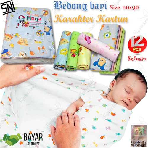 Bedong bayi Karakter Kartun Beodong Bayi-Baby Star &amp; HUGO Ber SNI 110x90cm-Vegasus Store(COD)