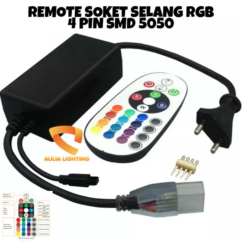 ADAPTOR REMOTE SELANG RGB SMD 5050 AC 220V DRIVER CONTROLLER ROPE LIGHT HIAS MAX 50 METER