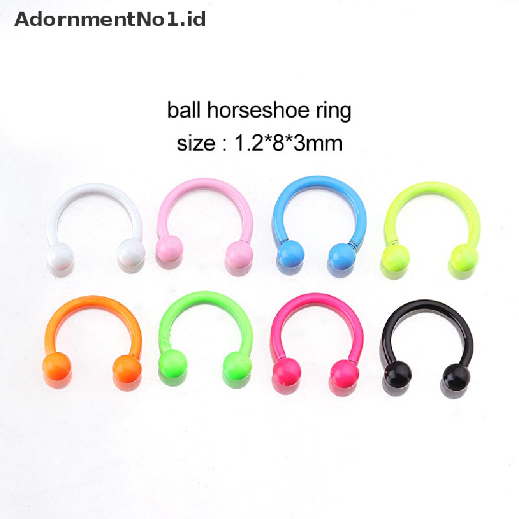 (AdornmentNo1) 8pcs Cincin Tindik Hidung / Tubuh Bentuk C Bahan Stainless Steel