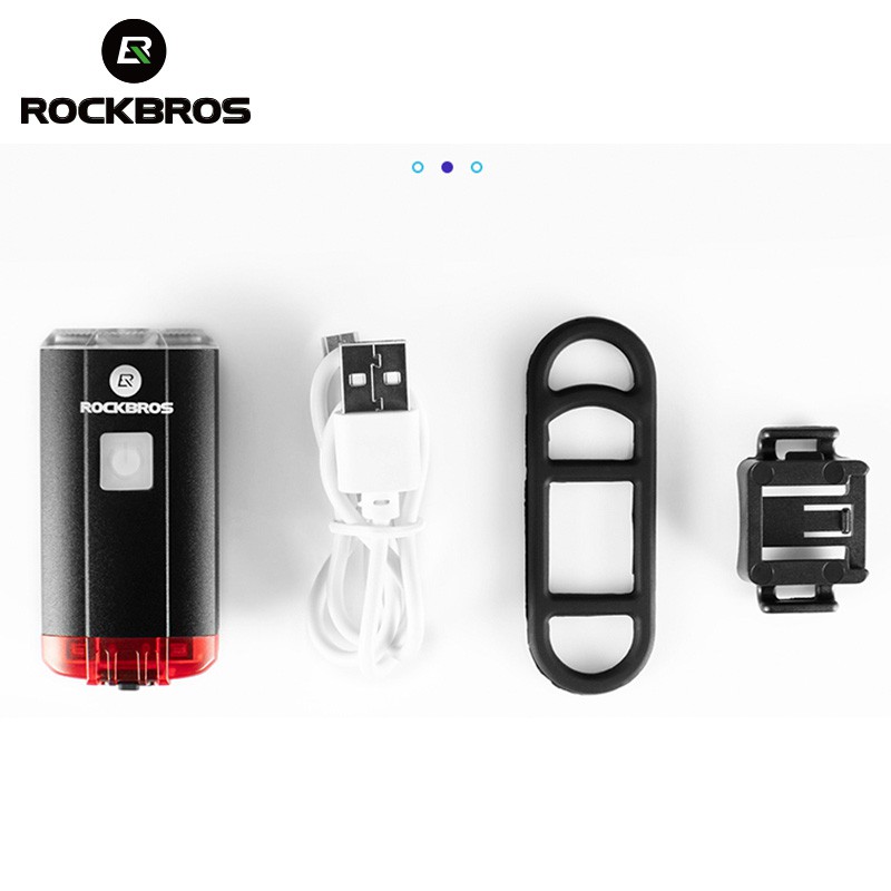 Rockbros Lampu Sepeda Depan dan Belakang USB Rechargeable 100 Lumens - YQ-TD100LM - Black