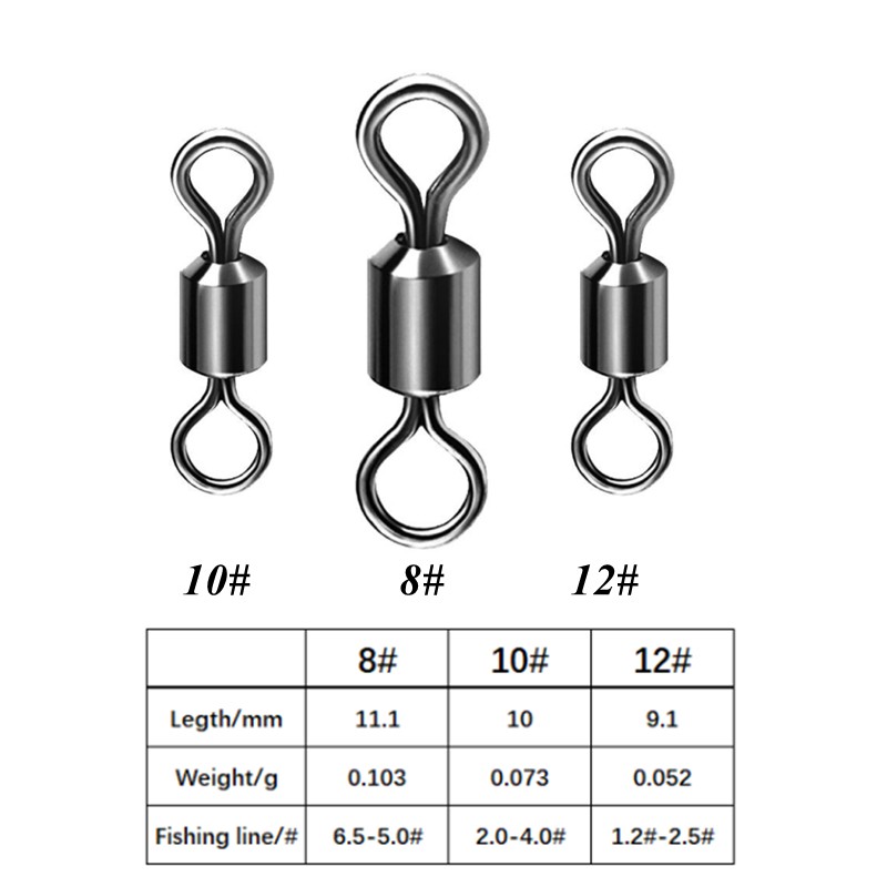 10pcs Kili-Kili Pancing Rolling Swivel Bahan Stainless Steel