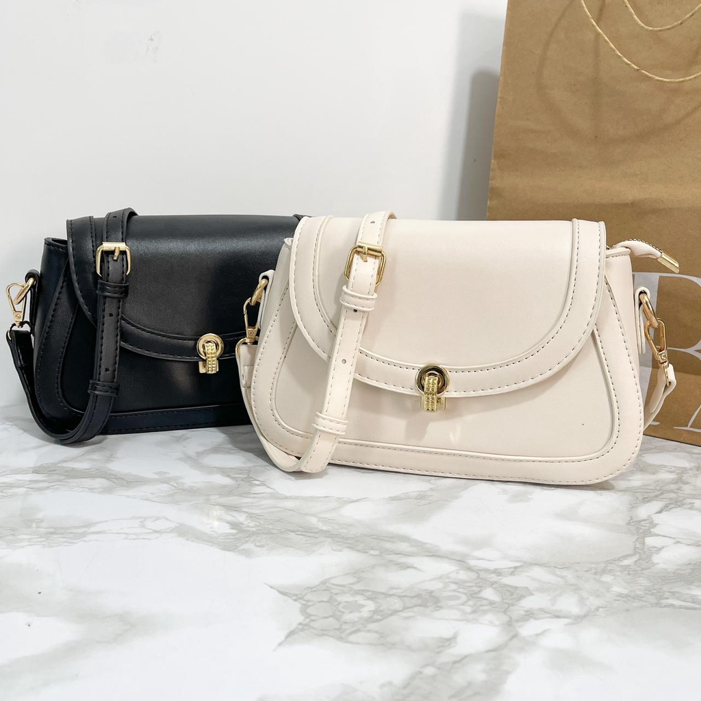 [REAL PICT] Tas Wanita Premium Diandra Sling Bag Kulit Sintetis Import Resleting Tali Panjang RZ Bag