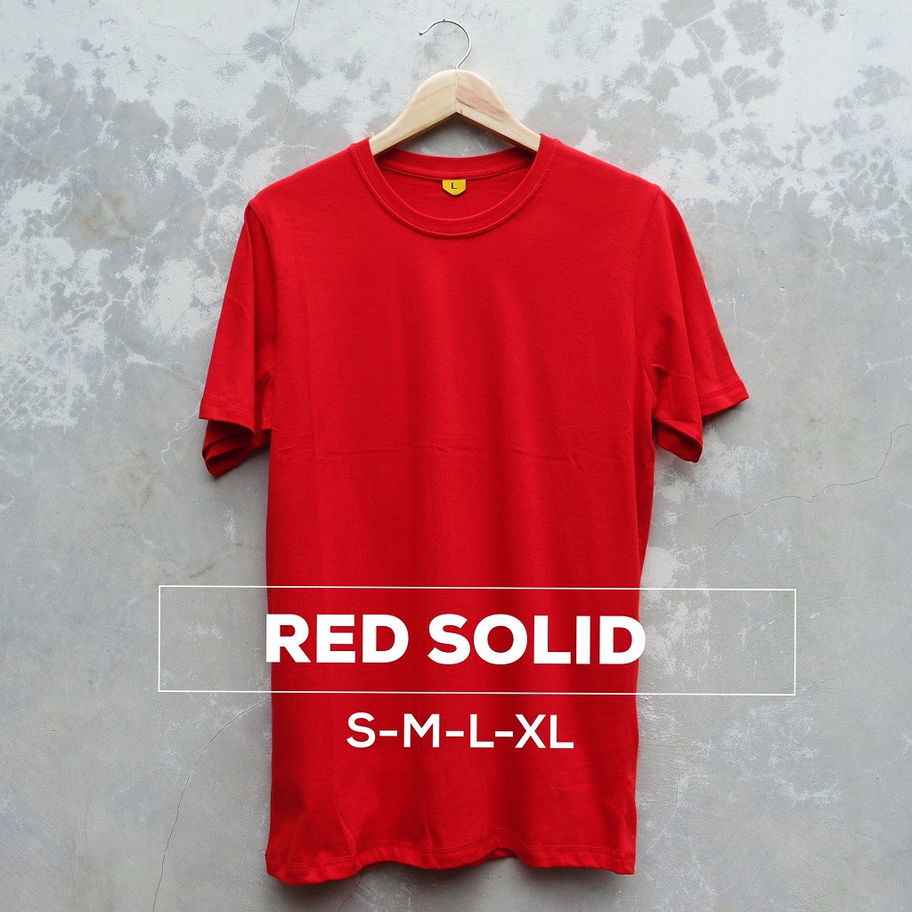 Kaos Polos Pria Red Solid Cotton Combed 30s  - Baju Polos Pria Merah Cabe