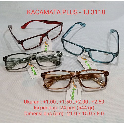 Kacamata Baca Plus (+) TJ-3118 Pria / Wanita +1.00, +1.50, +2.00, +2.5