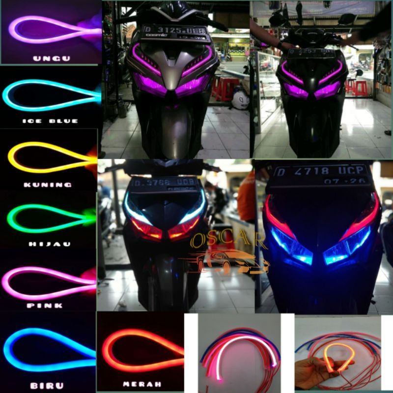 LAMPU ALIS MOTOR DAN MOBIL NEON FLEX DRL ALIS FLEXSIBLE 30CM 45cm 60cm 12v [HARGA PER 1PC BUKAN SEPASANG] LAMPU ALIS NMAX VARIO PCX BEAT MIO LEXI AEROX JUPITER DLL