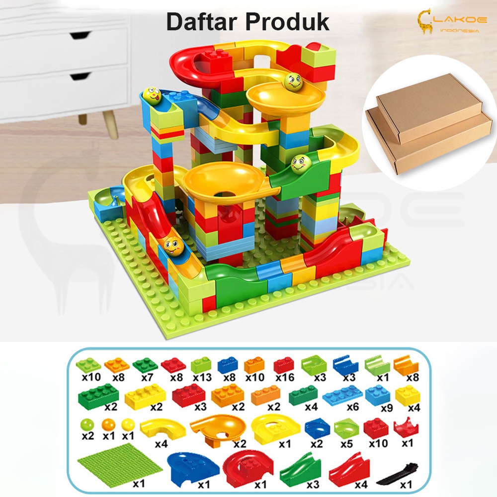 LAKOE 168PCS mainan balok susun marble run race bricks block mainan anak