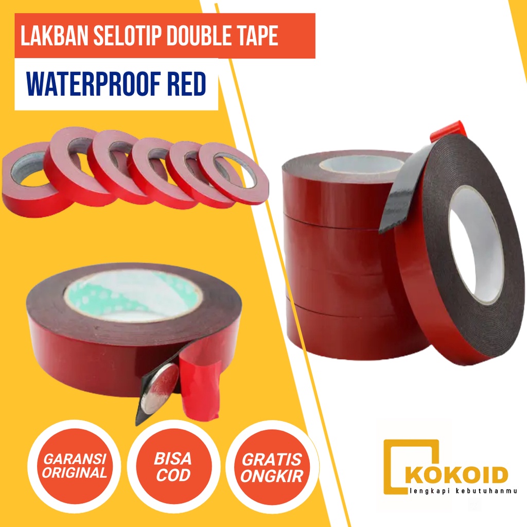 

LAKBAN DOUBLE TAPE ANTI AIR SERBAGUNA TEMPEL DINDING KAYU BESI PLASTIK ALUMUNIUM DOBEL TIP