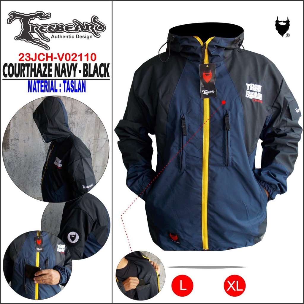 TERBARU ! Jaket Gunung Pria Waterproof STROMLINE Treebeard Anti Air Taslan Jaket Outdoor Hiking Windproof / Jaket Outdoor Pria Wanita Anti Air / Jaket Motor-CR NAVY BLACK