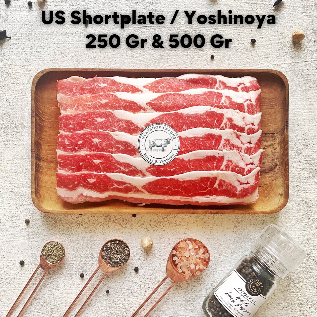 

BEEF SLICE US Premium Short Plate SWIFT Sukiyaki Teriyaki Shabu Import 500gr