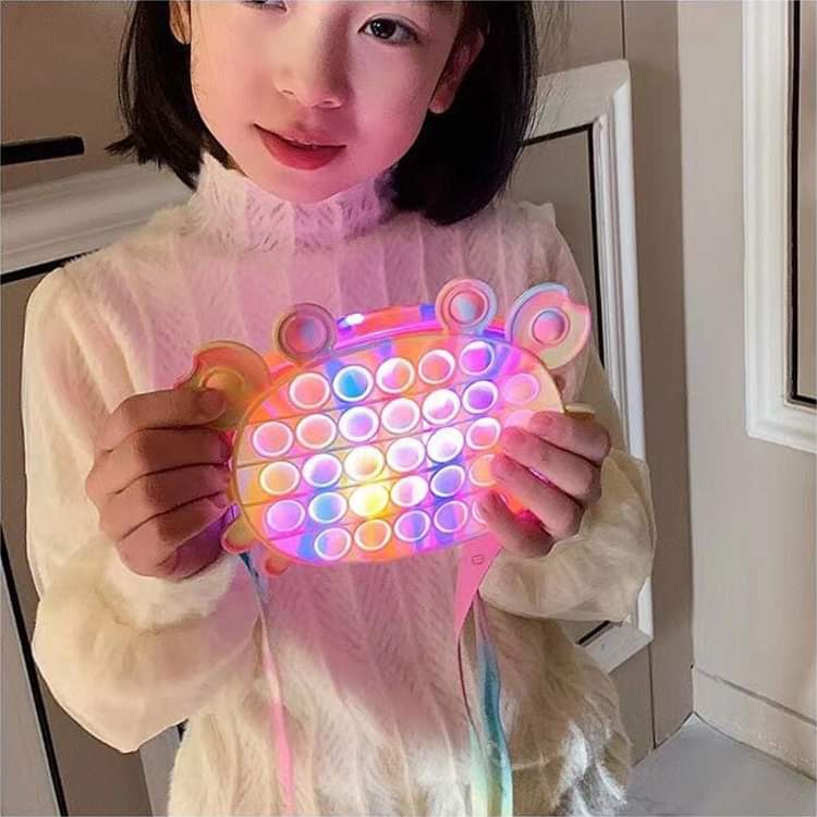 Tas POP IT DENGAN LAMPU LED Model Crab Rainbow