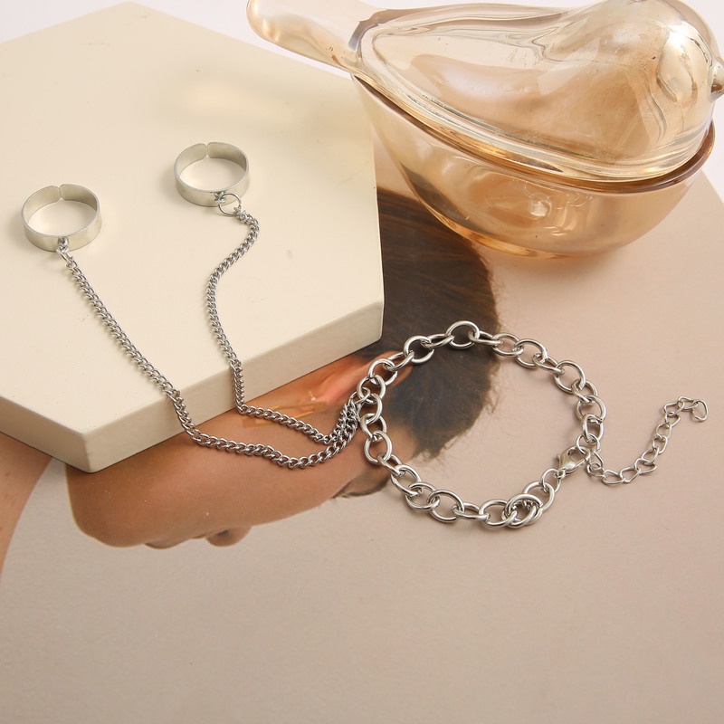 Gelang Tangan Rantai Adjustable Bahan Metal Warna Silver Untuk Wanita