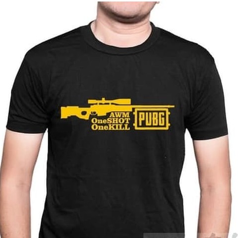 KAOS COMBED 30S PUBG AWM ONE SHOT ONE KILL BATTLEGROUND BAJU TSHIRT