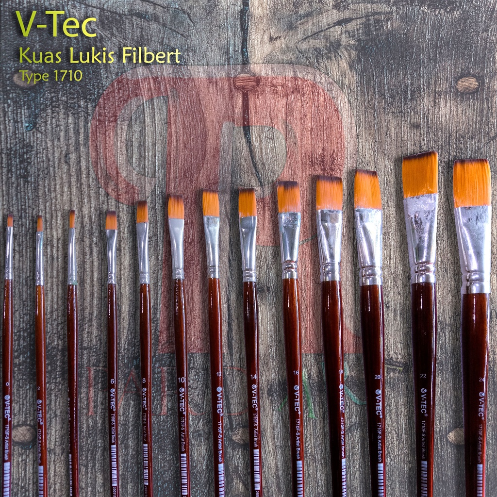 

V-Tec Flat Brush/Kuas Lukis/Kuas Lukis Kayu Panjang/Kuas Flat