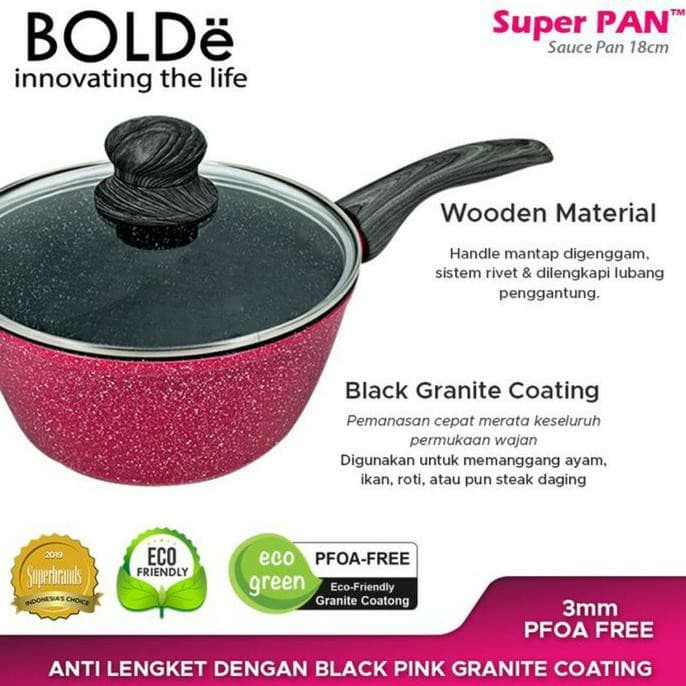 Super sauce pan BOLDe 18cm + tutup blackpink panci susu 18 cm induksi bolde 18cm blackpink