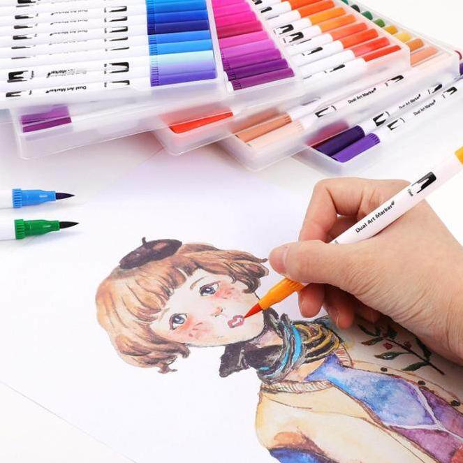 

Product Terlaris|LR37|Slayershop Dual Tip Pulpen Sikat 24/48/60/100Warna Sketsa Menggambar Manga Dual Head spidol Warna Air Pena untuk Menggambar Animasi Mewarnai Books Desain Perlengkapan Seni