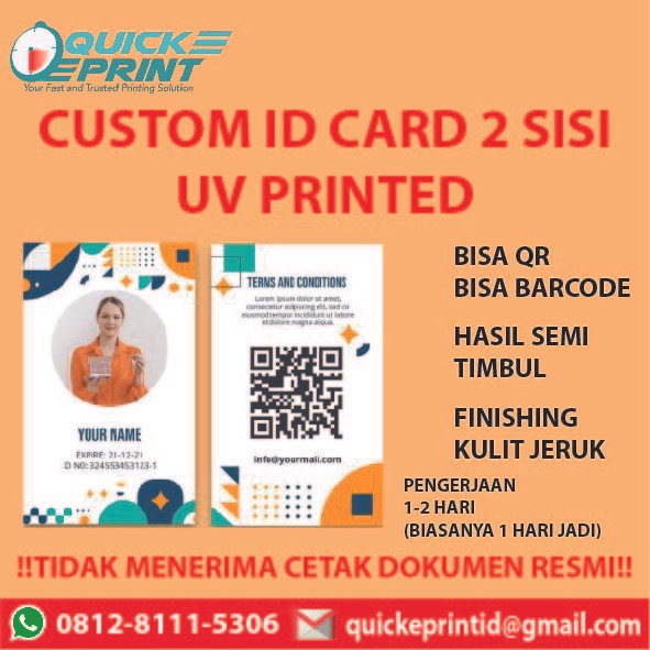 

Kusus Hari Ini Cetak Id Card 2 Sisi Uv Printed Warna Joss! Trendi