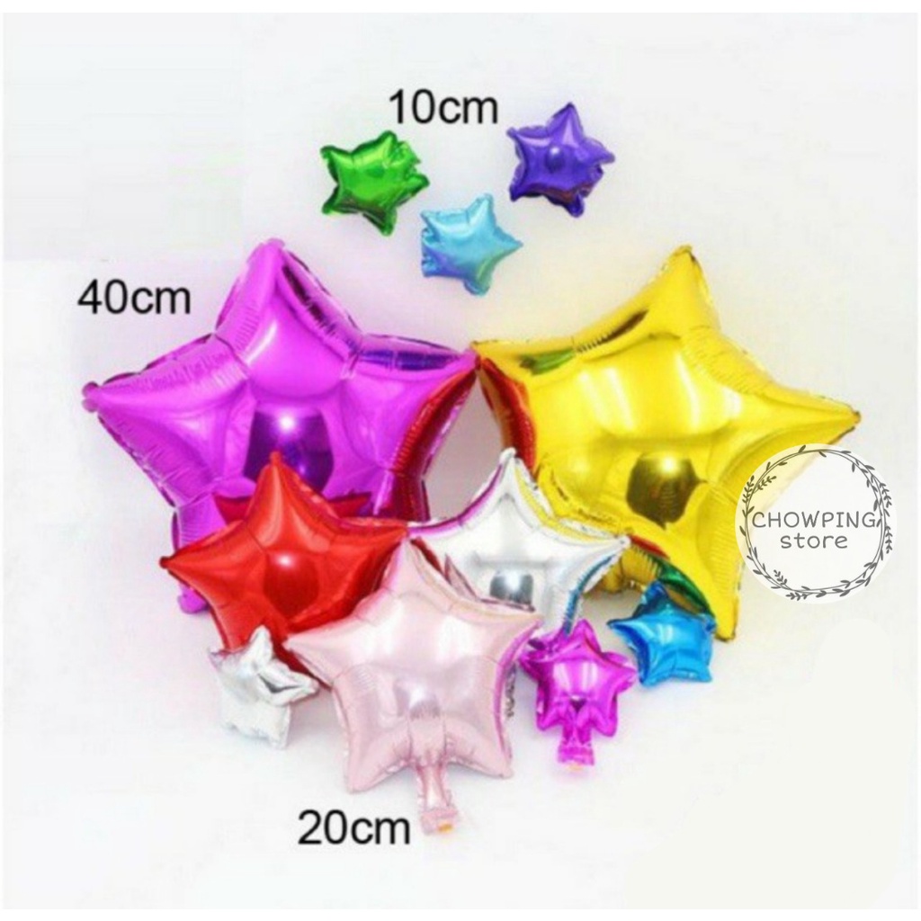 Balon Foil Bentuk Bintang Star 10cm 20cm 40cm