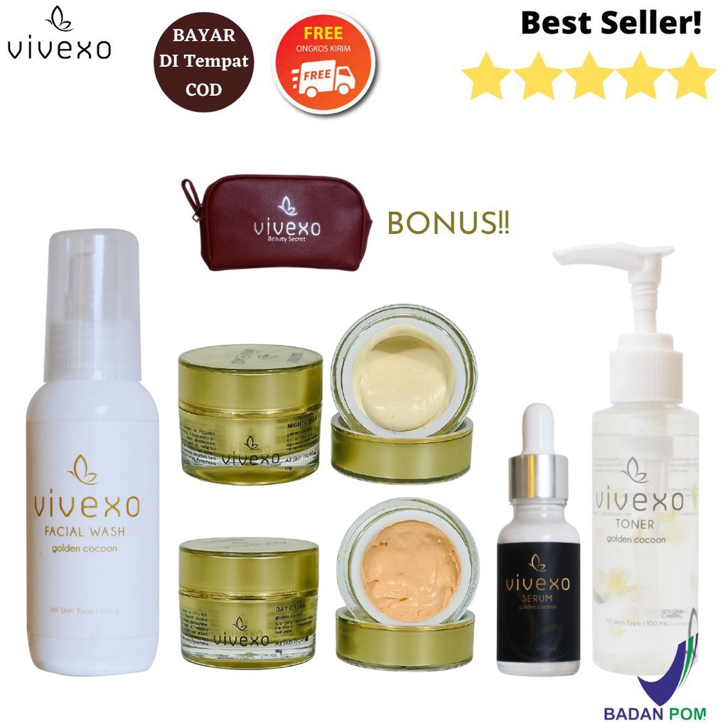 VIVEXO PAKET WHITENING GLOWING SUPER LENGKAP EXCLUSIVE KRIM WAJAH BPOM CREAM GLOWING AMAN BUMIL