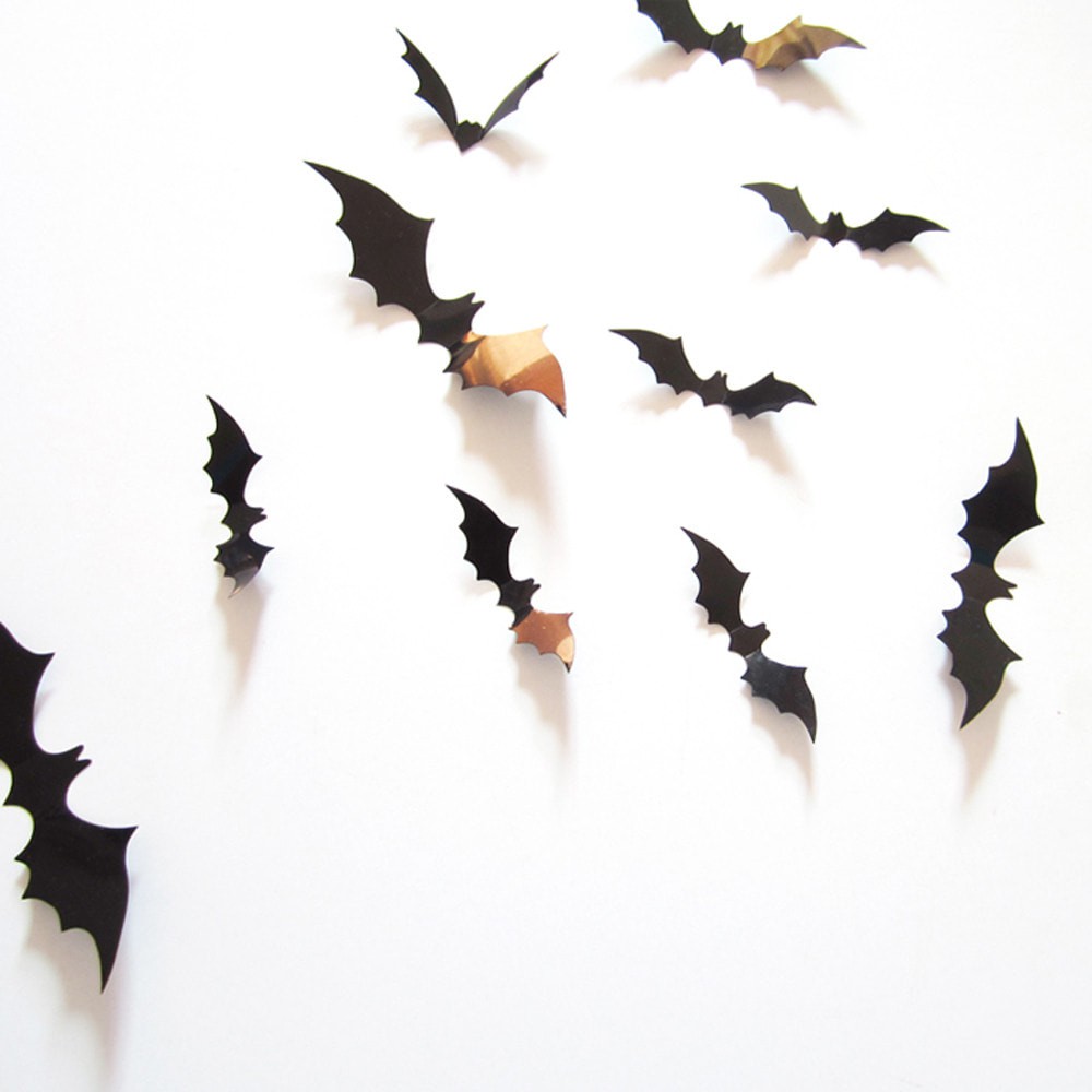 3D Bat Wall Sticker - Stiker Dinding Kelelawar Hitam (12pcs)