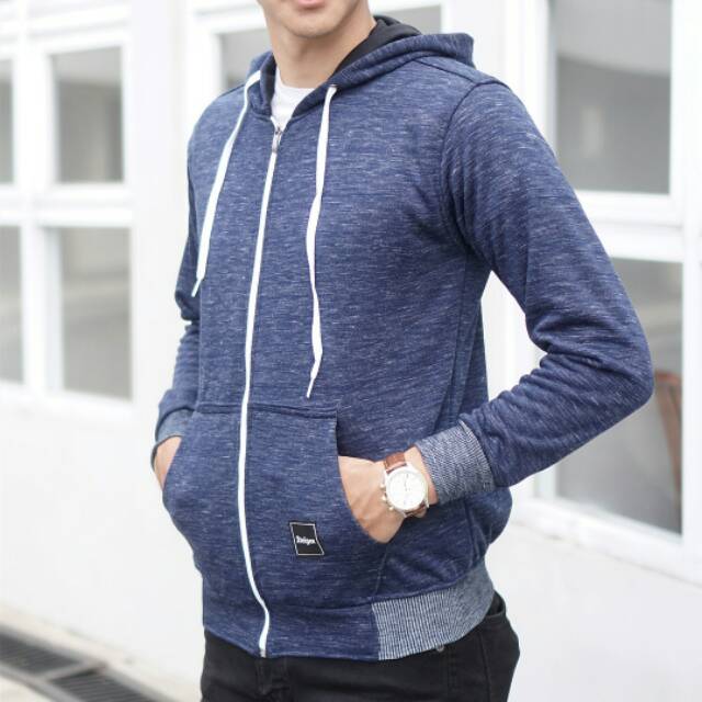 Sweater hoodie NAVY MISTY ZIPPER WHITE