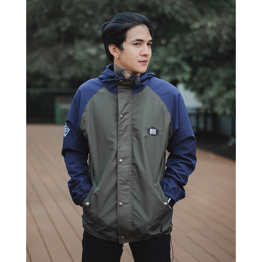 SALVIOHEXIA Jaket Casual Jaket Parasut Pria Hijau Navy