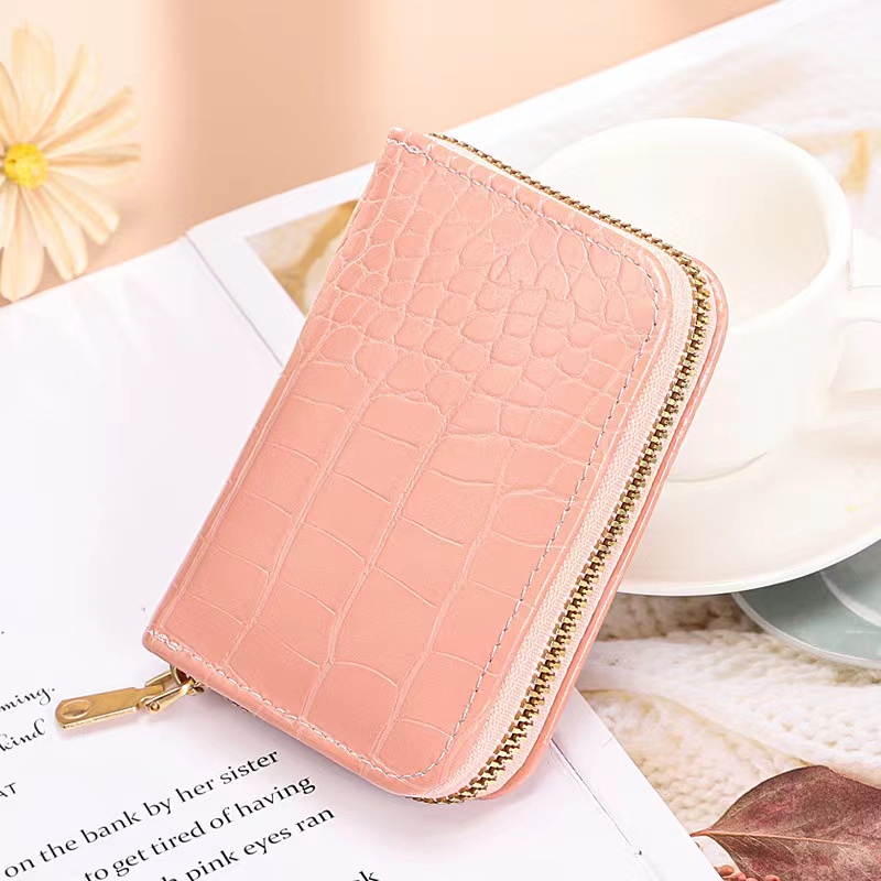 Dompet Zipper Kecil Kulit Croco Dompet Kartu Fashion Wanita #1092