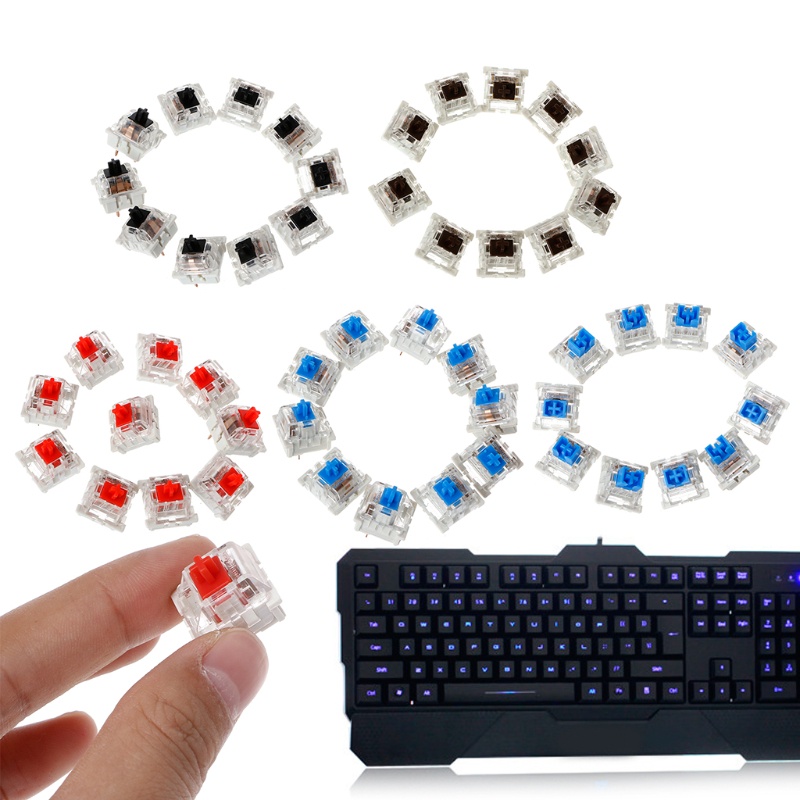 Btsg 10pcs Saklar Biru Anti Air Untuk Keyswitch Poros Keyboard Mekanik Untuk Kunci Te