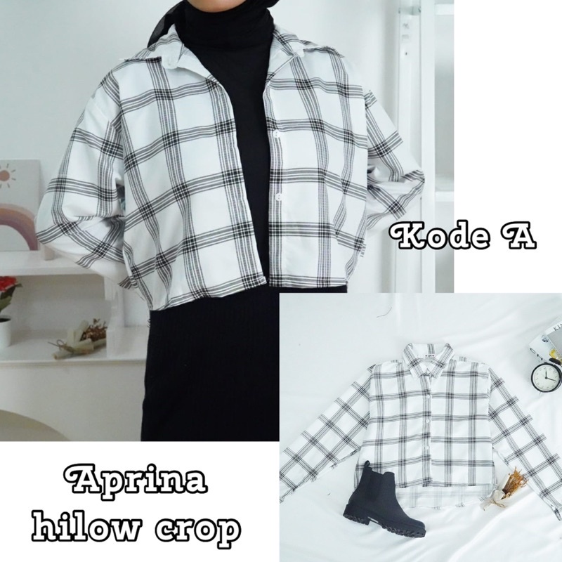 BEFAST - ZFS OOTD Wanita Kemeja ABRUL / APRINA HILOW CROP SHIRT / Kemeja Motif / Kemeja Lengan Panjang / Hem Motif Kotak-Kotak / Hem Casual / Kemeja Formal Remaja / Kemeja OOTD Wanita Terlaris