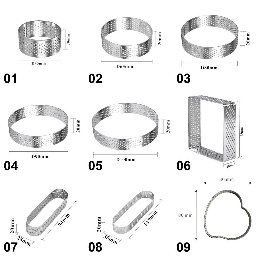 SOLIGHTER Bakeware Cake Mold Decorating Tool Circle Mould Tartlet Molds Stainless Steel DIY Perforated French Dessert Mousse Tart Ring