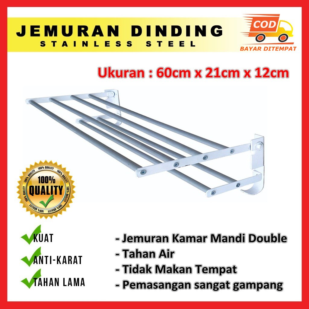 New Best Seller Termurah Jemuran Dinding Toilet Gantung Double Ukuran 60