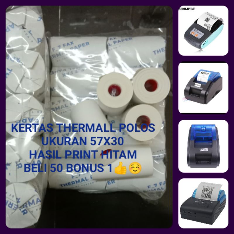 

#1 Kertas Struk Thermal EDC Printer Mini Bluetooth Coreless Termal 58x30 57x30