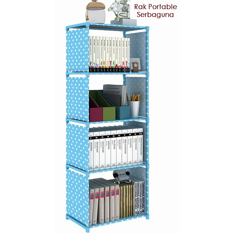 JNE / JNT ongkir 1 kg RAK BUKU PORTABLE SERBA GUNA / BOOK SHELVES 5 SUSUN, 4 RUANG