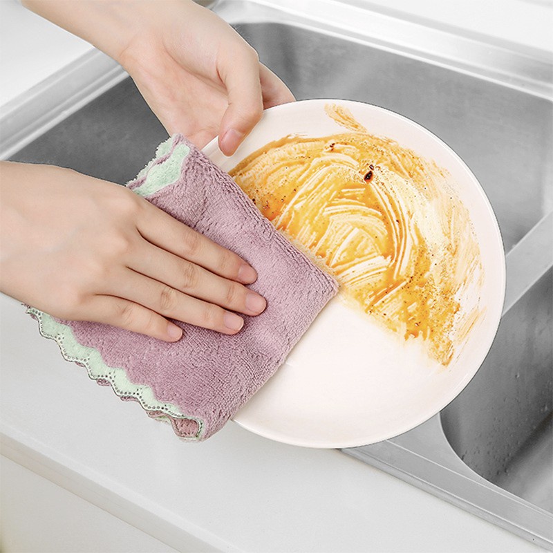 UKURAN BESAR 25cmx25cm KAIN LAP ANTI MINYAK UNTUK MEJA DAPUR PIRING BAHAN MICROFIBER KS041 (KIM)