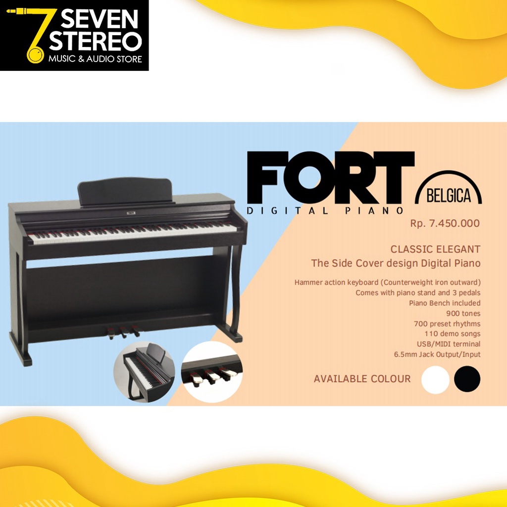 FORT BELGICA Digital Piano Keyboard Piano Premium Classic bukan YAMAHA - Hitam