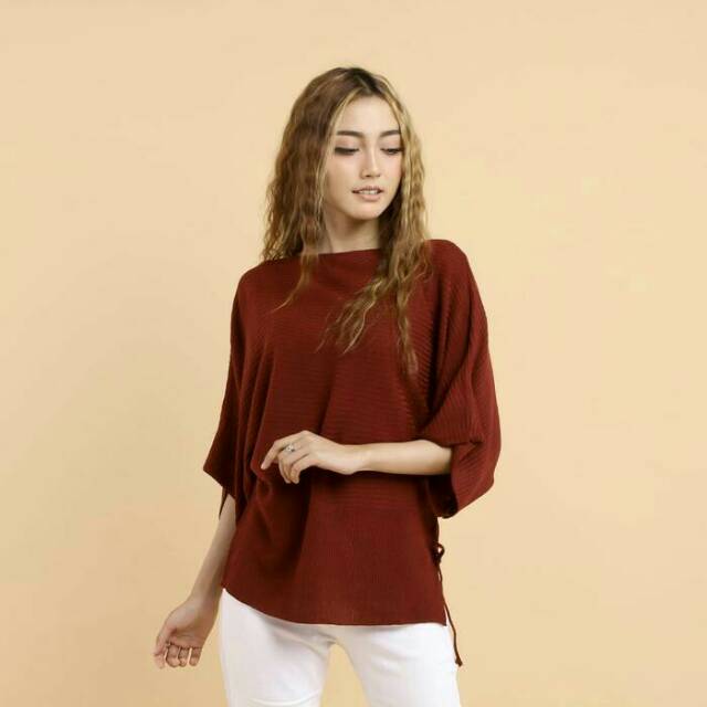 SWEATER RAJUT BATWING WANITA ORIGINAL GEN KNIT GK BATWING MARON