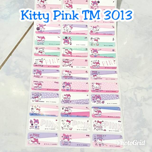 

Label nama stiker waterproof premium Hello Kitty Pink Ori