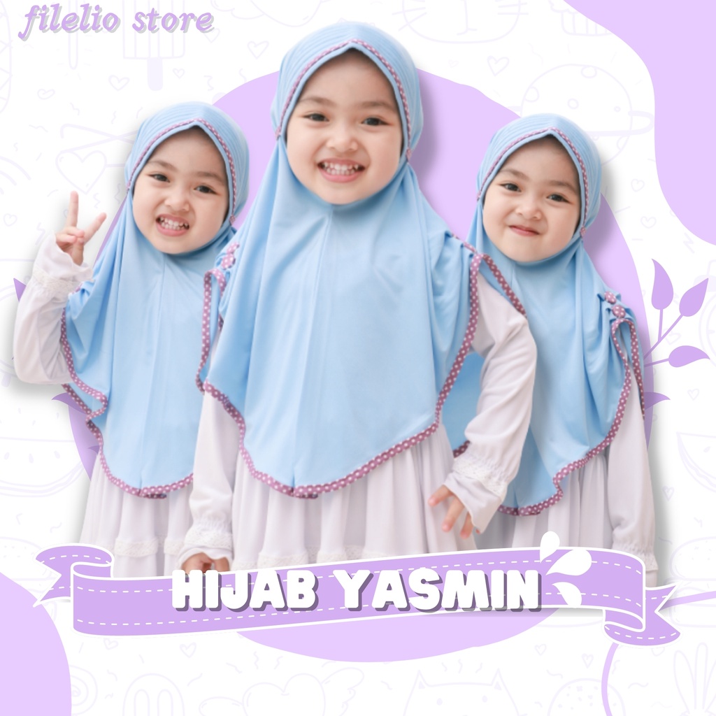 Jilbab Anak Yasmin 3-7 Tahun / Hijab Anak Perempuan / Jilbab Anak TK Lucu Murah / Jilbab Anak Anak