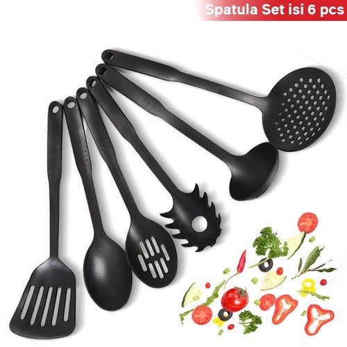 Sodet Dapur isi 6 pcs Spatula Sutil Kitchen Tools Alat Masak Warna 1set