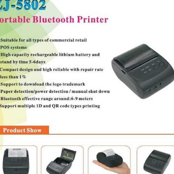 Mesin printer mini Cetak Struk/Bon/Invoice Kasir Bluetooth
